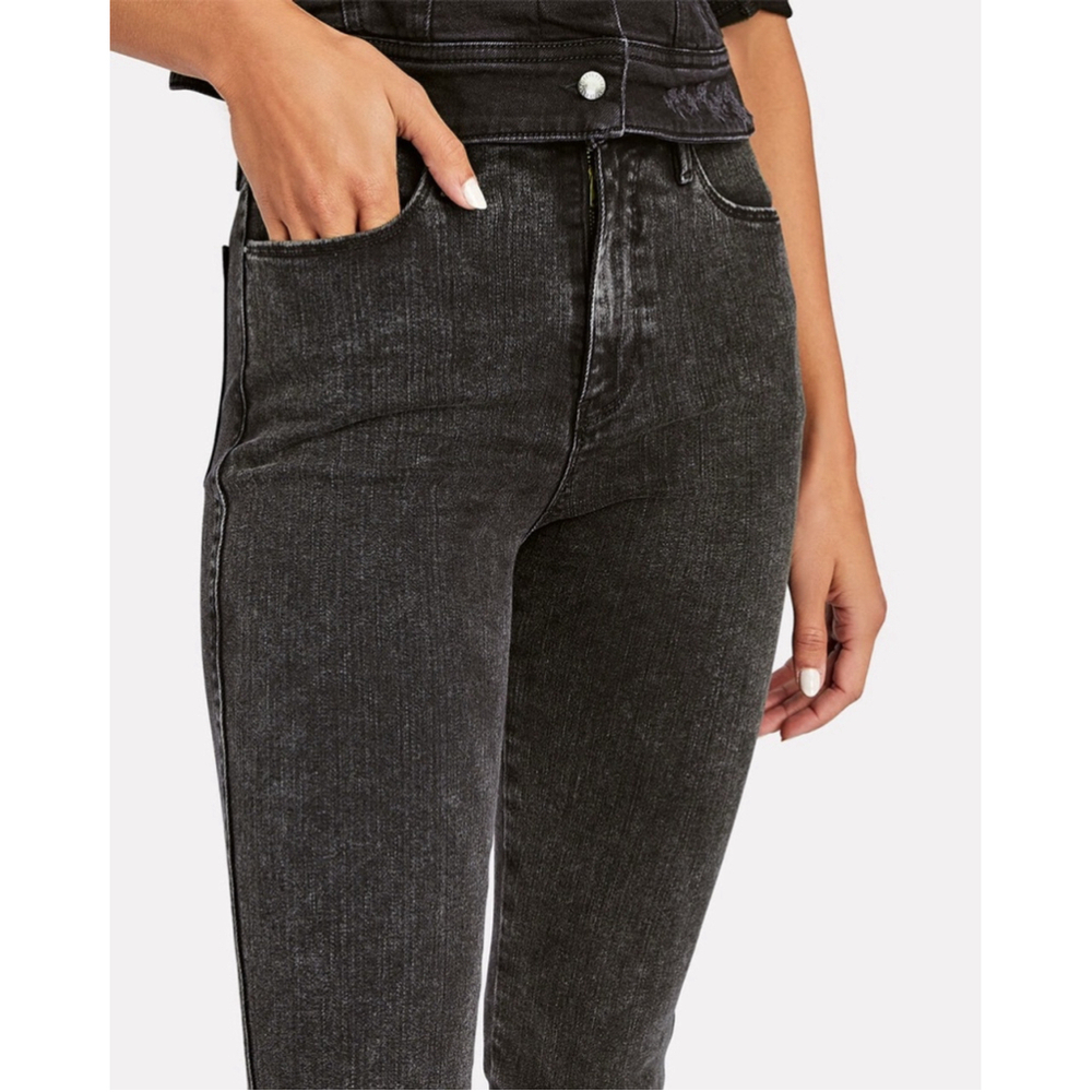 Women's FRAME Le Sylvie slender straight rockstarJeans, Size 31, Black - Picture 2 of 12